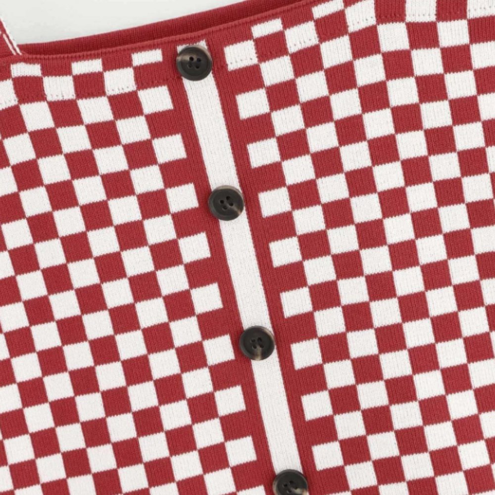 Button Front Plaid Shell Top - Picture 4 of 4